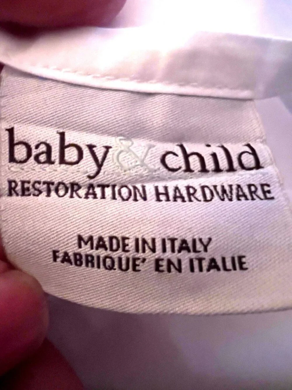 RESTORATION HARDWARE Twin White 100% Cotton Duvet Cover Baby Child Made in Italy